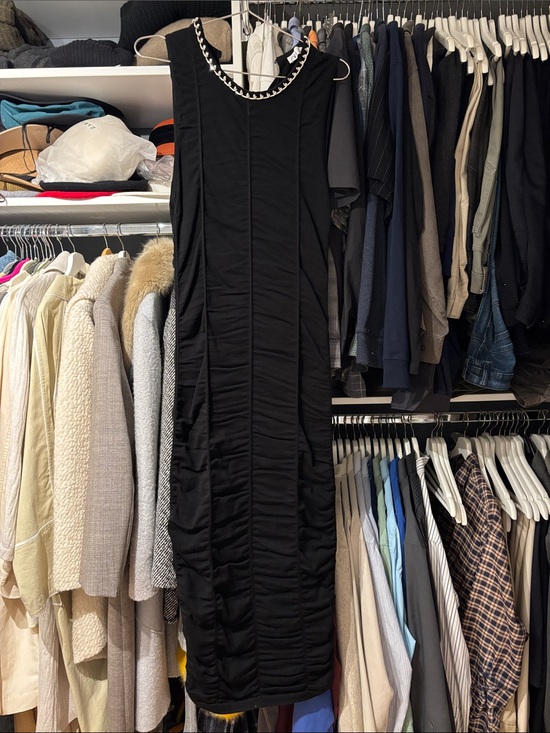 Zara Dresses & Skirts - Zara Black Sleeveless Maxi Dress with Silver Chain Detail